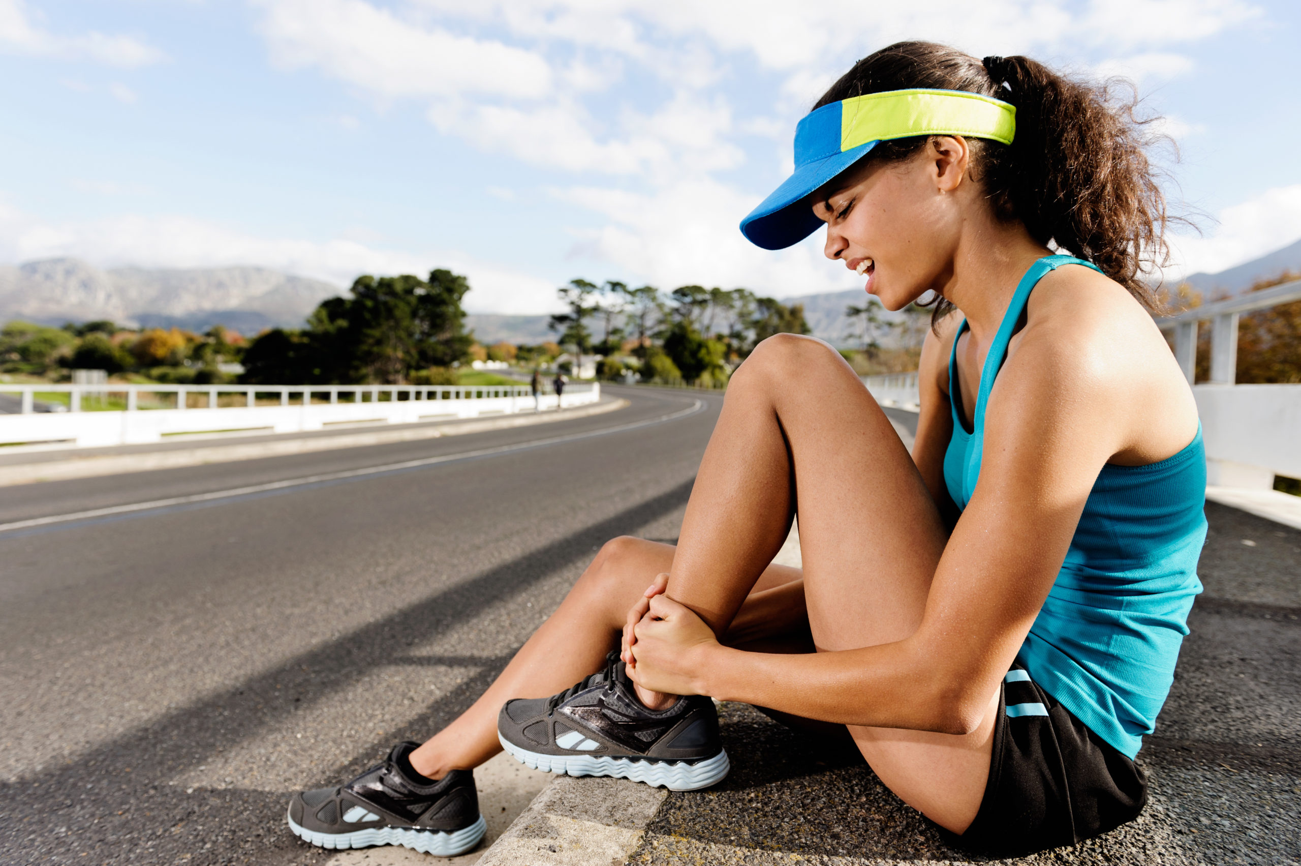 Athlete with injured ankle.